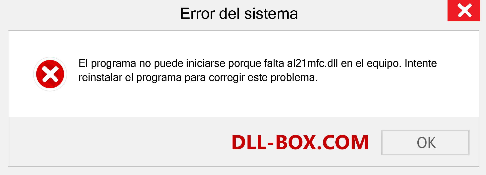 ¿Falta el archivo al21mfc.dll ?. Descargar para Windows 7, 8, 10 - Corregir al21mfc dll Missing Error en Windows, fotos, imágenes