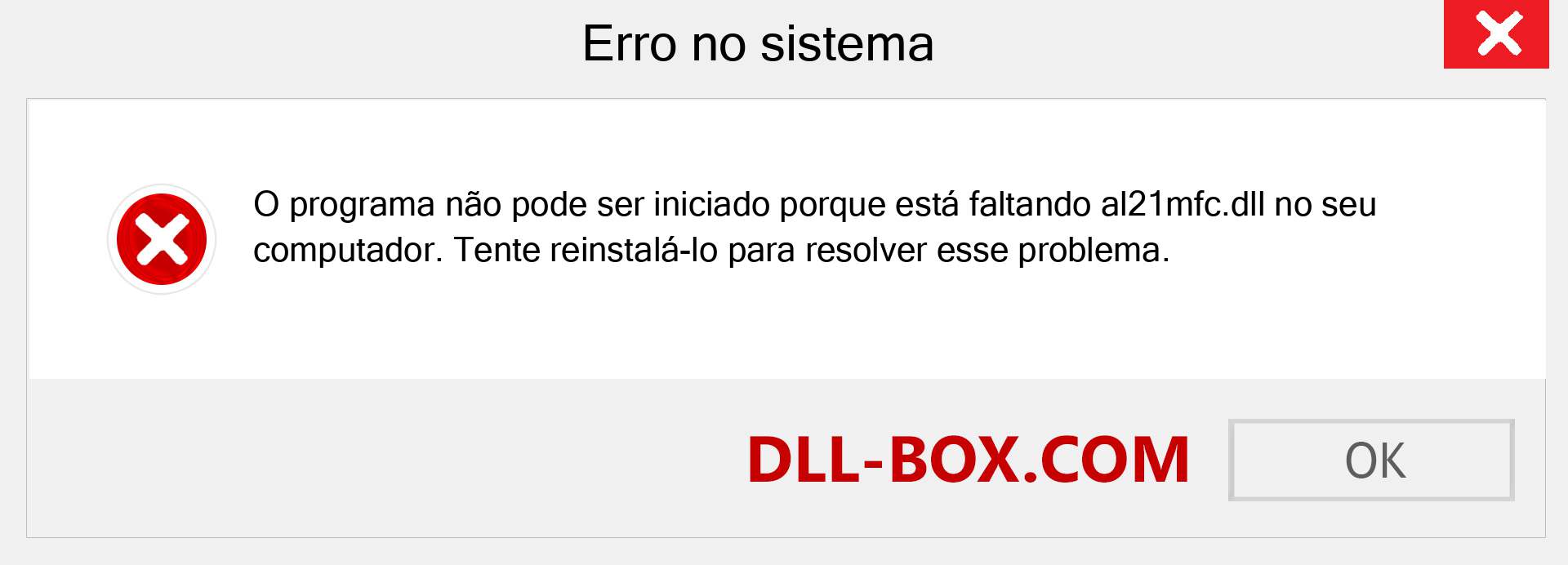 Arquivo al21mfc.dll ausente ?. Download para Windows 7, 8, 10 - Correção de erro ausente al21mfc dll no Windows, fotos, imagens